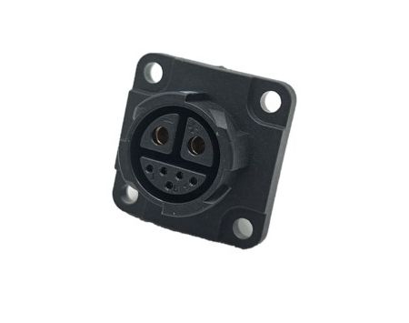 Soquete Flange Tipo 4 M19 Push Locking Feminino 2+5 Coração - M19-Push-Locking-Feminino-2+5-Coração -Soquete-Flange-Tipo-4-Furo